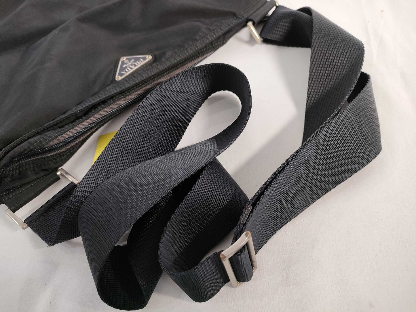 PRADA Nylon Shoulder Bag with No Gusset and Triangle Logo Plate