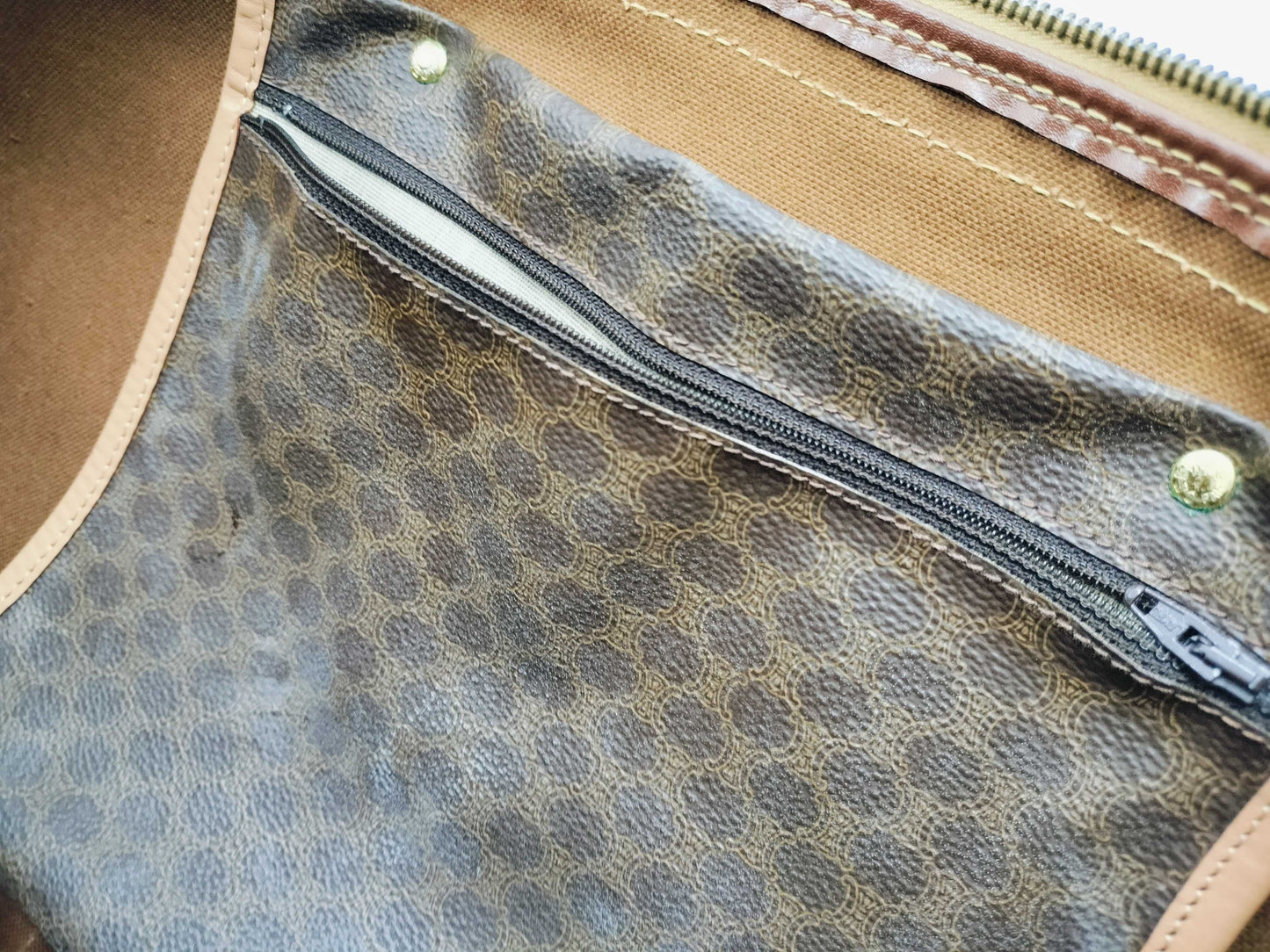 CELINE PVC Boston Bag M14 Brown Boston Bag