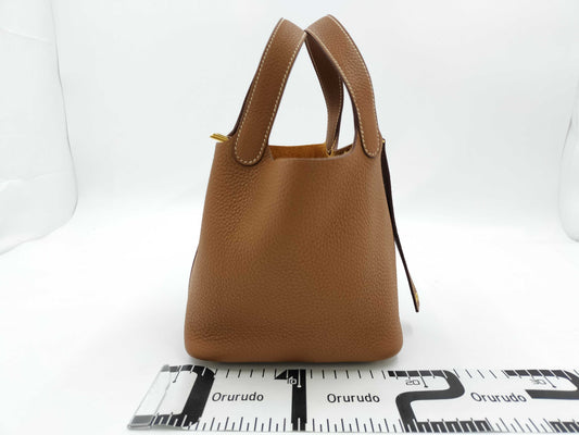 HERMES Picotin Lock PM Taurillon Gold Handbag with GD Hardware and Y Stamp