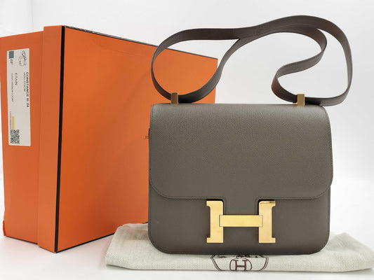 HERMES Constance Epsom Etain Shoulder Bag with PG hardware and A stamp