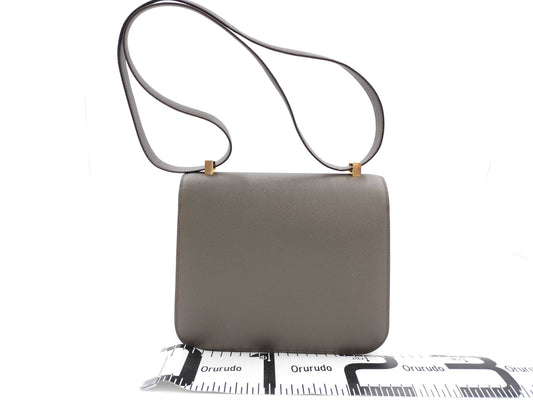 HERMES Constance Epsom Etain Shoulder Bag with PG hardware and A stamp