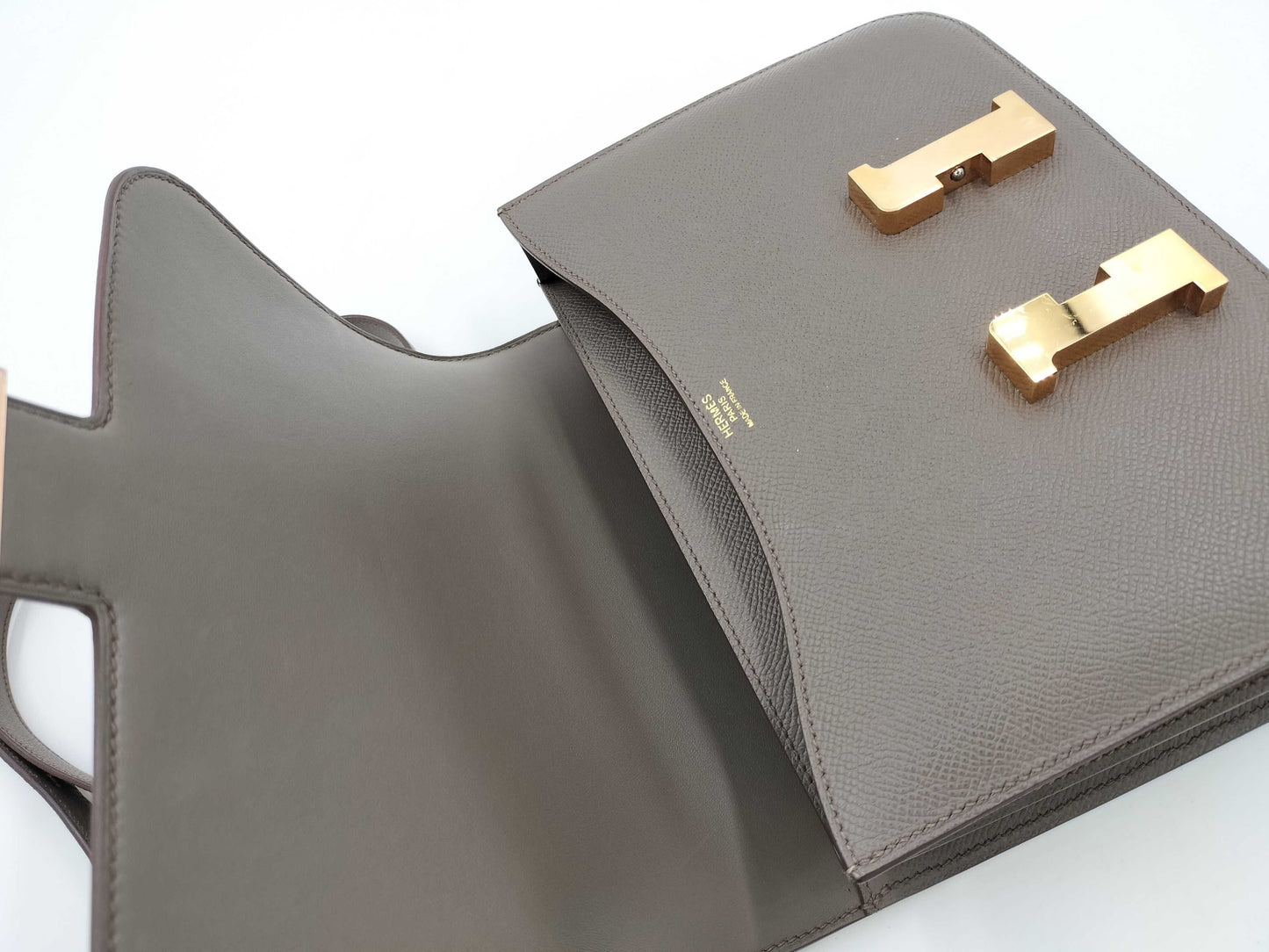 HERMES Constance Epsom Etain Shoulder Bag with PG hardware and A stamp