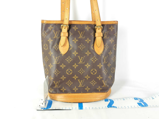 LOUIS VUITTON AR0060 Monogram M42238 Petit Bucket Tote Bag with Pouch