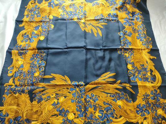CHANEL Wheat/Floral Scarf with Stain
