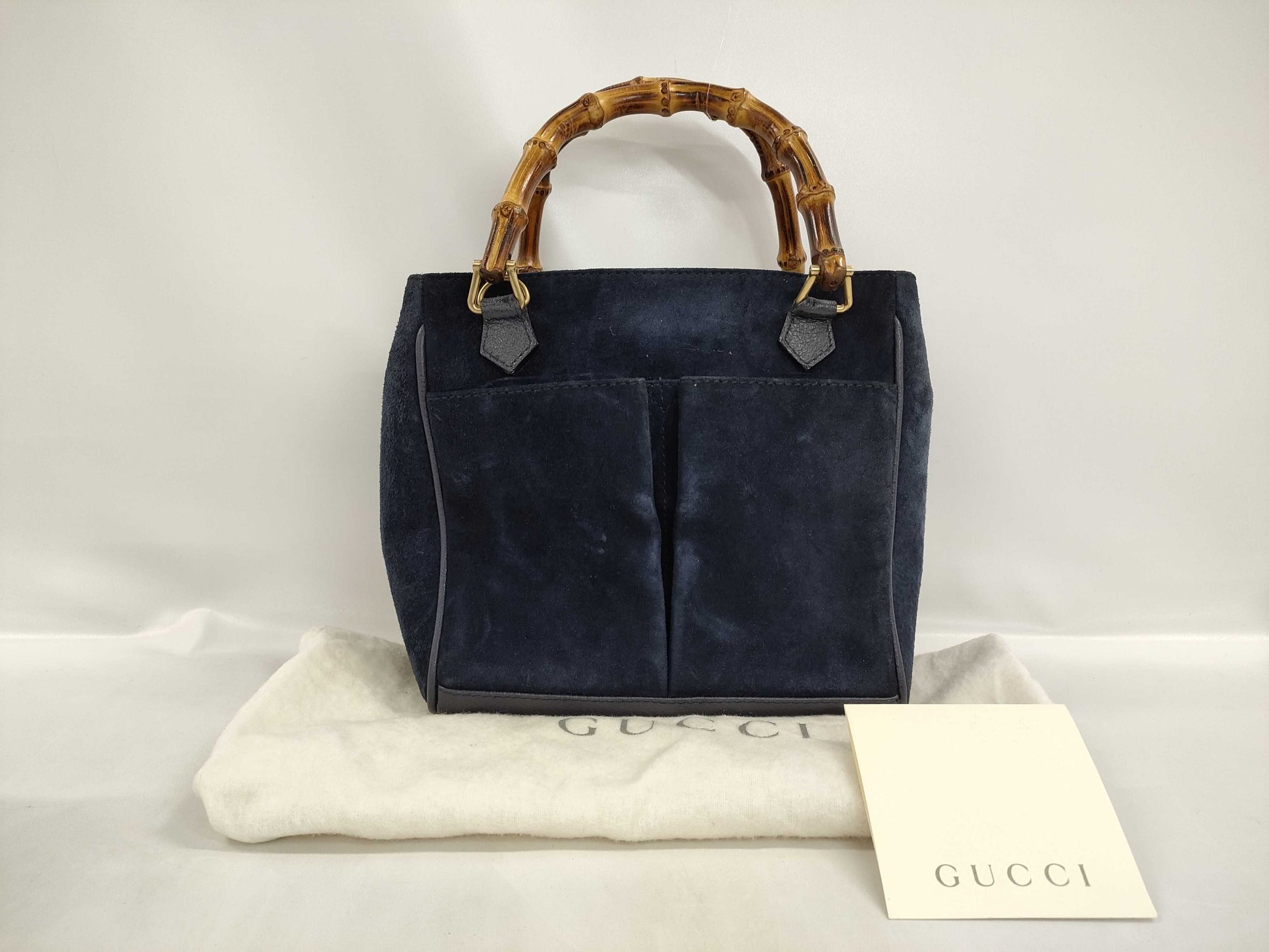 GUCCI Bamboo Suede Handbag