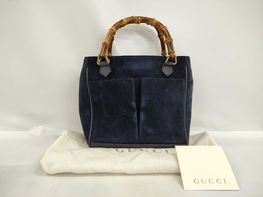 GUCCI Bamboo Suede Handbag