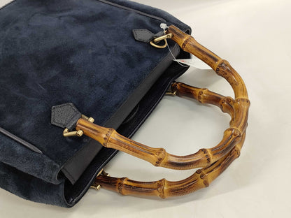 GUCCI Bamboo Suede Handbag