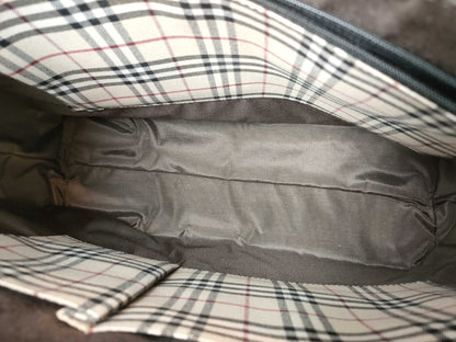 BURBERRY Leather Tote Bag with Interior Pocket and Nova Check