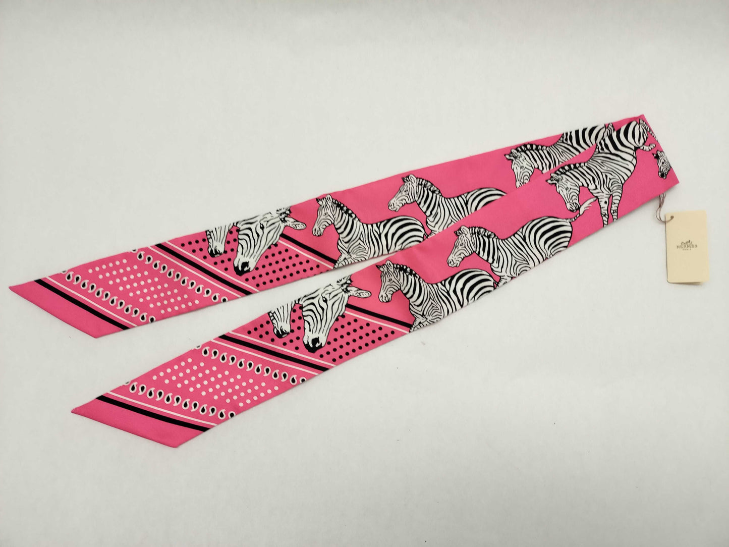 HERMES Twilly Zebra Pink Scarf