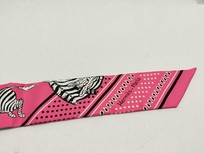 HERMES Twilly Zebra Pink Scarf