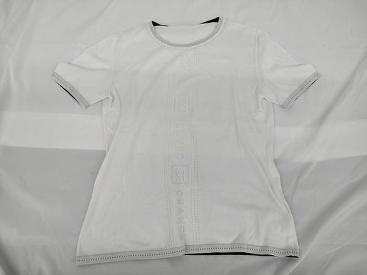 CHANEL Vertical Logo Knit T-Shirt with Missing Tag