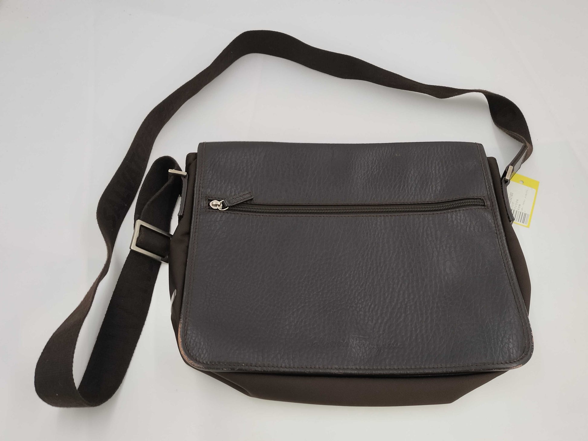 Salvatore Ferragamo Brown Leather Messenger Shoulder Bag