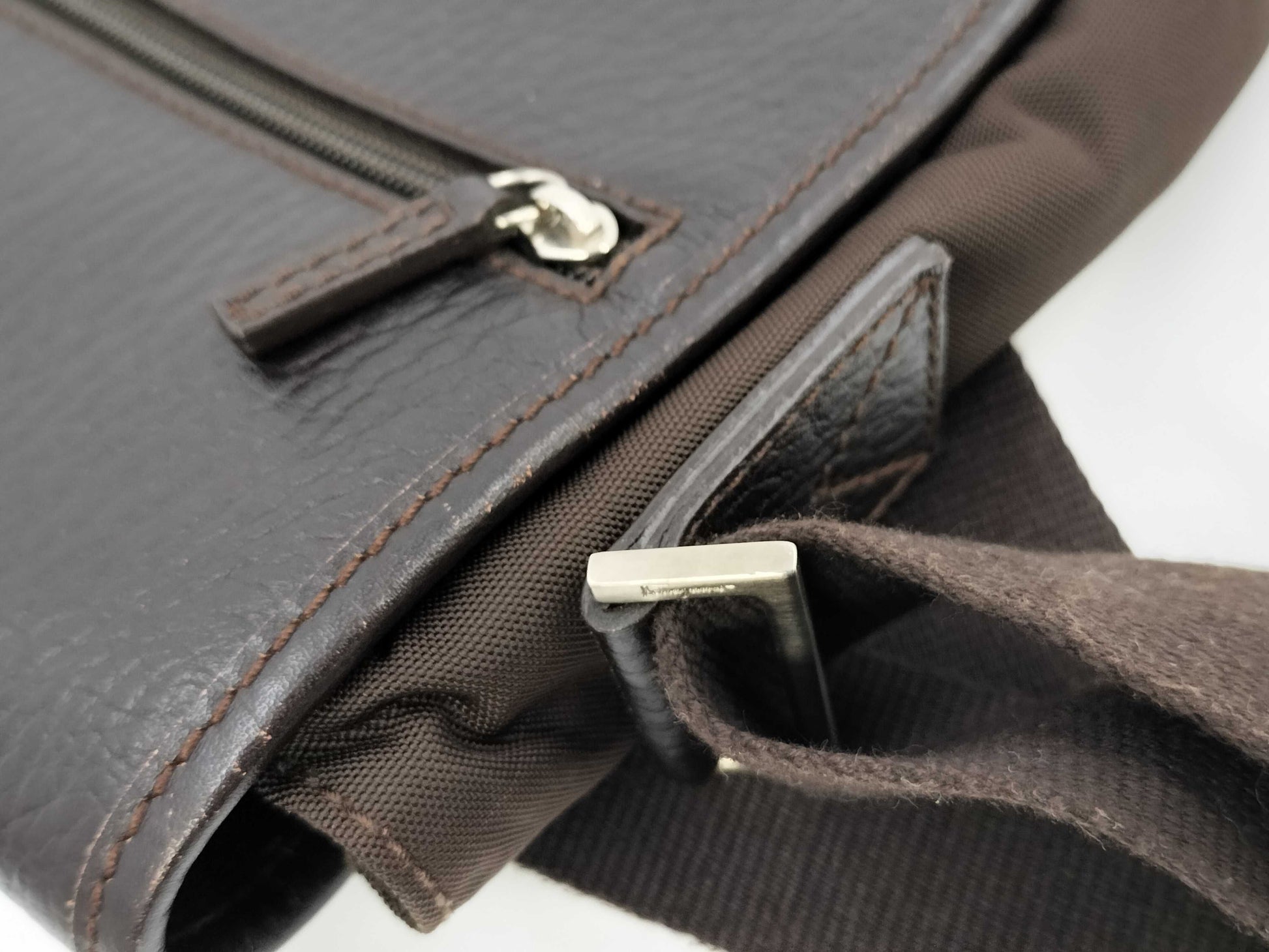 Salvatore Ferragamo Brown Leather Messenger Shoulder Bag