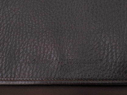 Salvatore Ferragamo Brown Leather Messenger Shoulder Bag