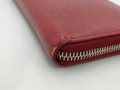 PRADA Saffiano Round Zip Long Wallet Red
