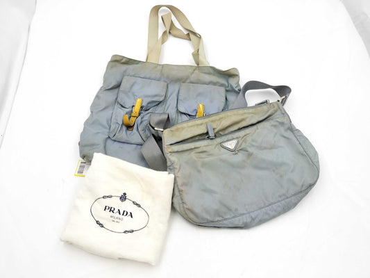 PRADA Nylon Tote Shoulder Bag, Light Blue
