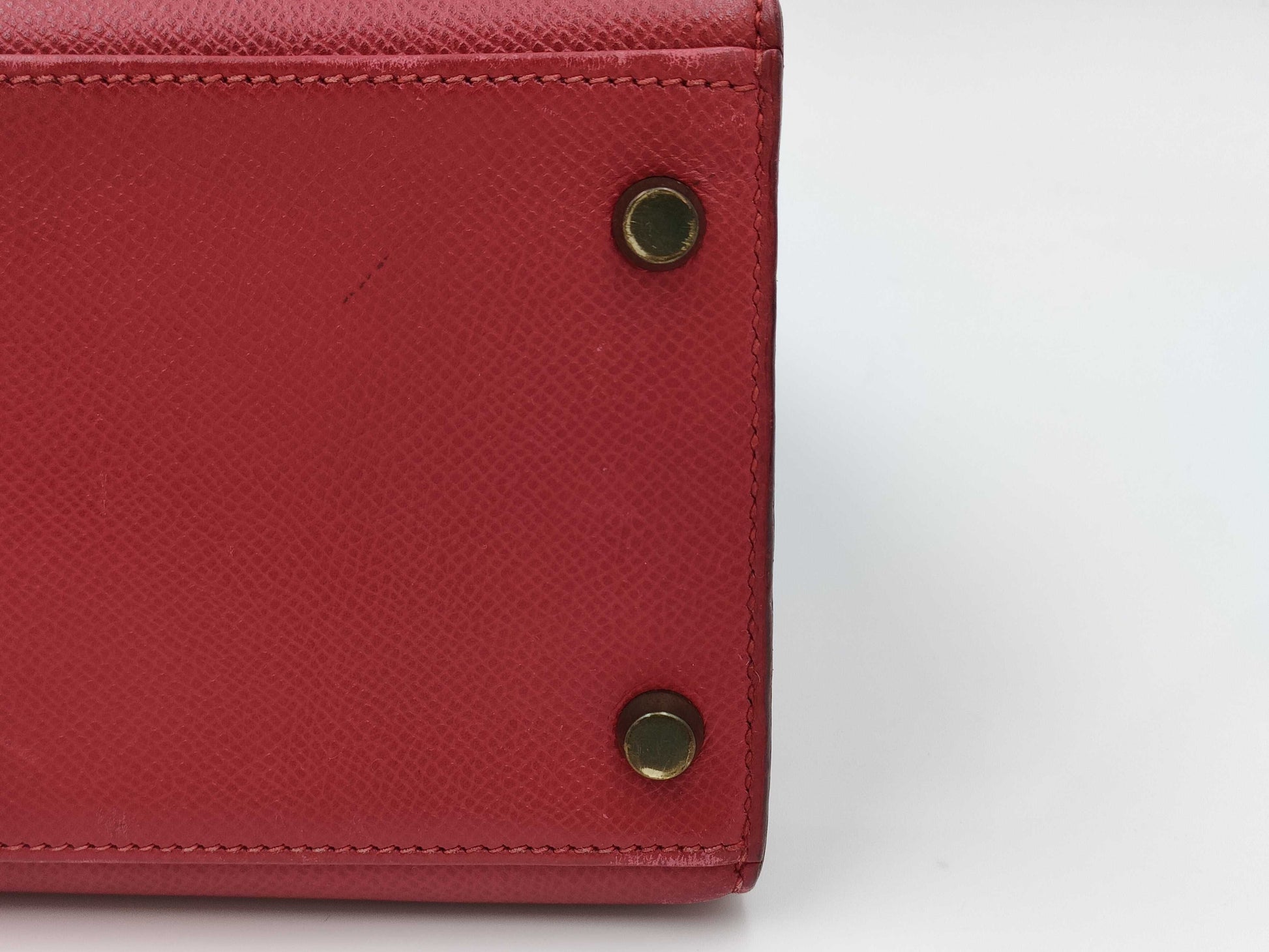 HERMES Kelly 28 Epsom Red Gold Hardware 〇U Stamp Handbag