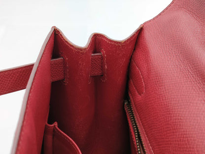 HERMES Kelly 28 Epsom Red Gold Hardware 〇U Stamp Handbag