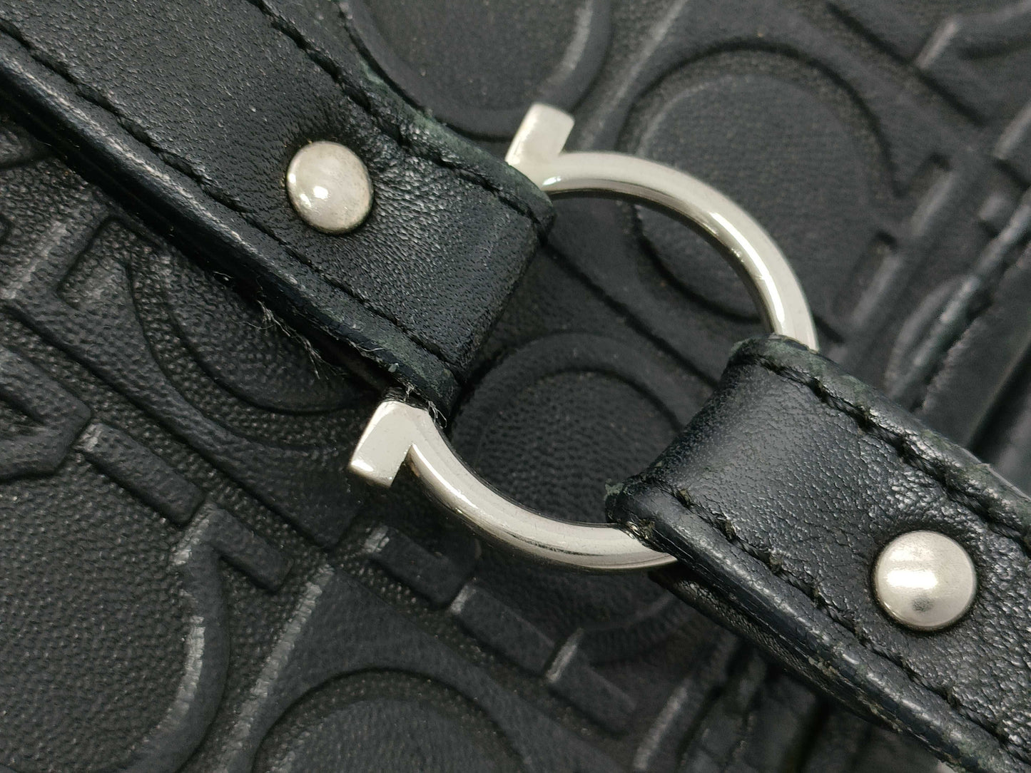 Salvatore Ferragamo Gancini Logo Leather Tote Bag