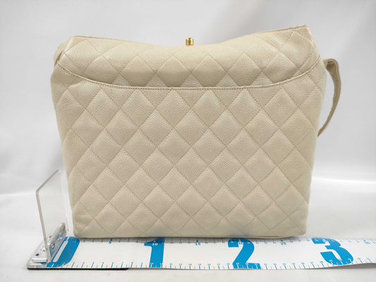 CHANEL Caviar Skin Turnlock Tote with G/Seal Shoulder Bag