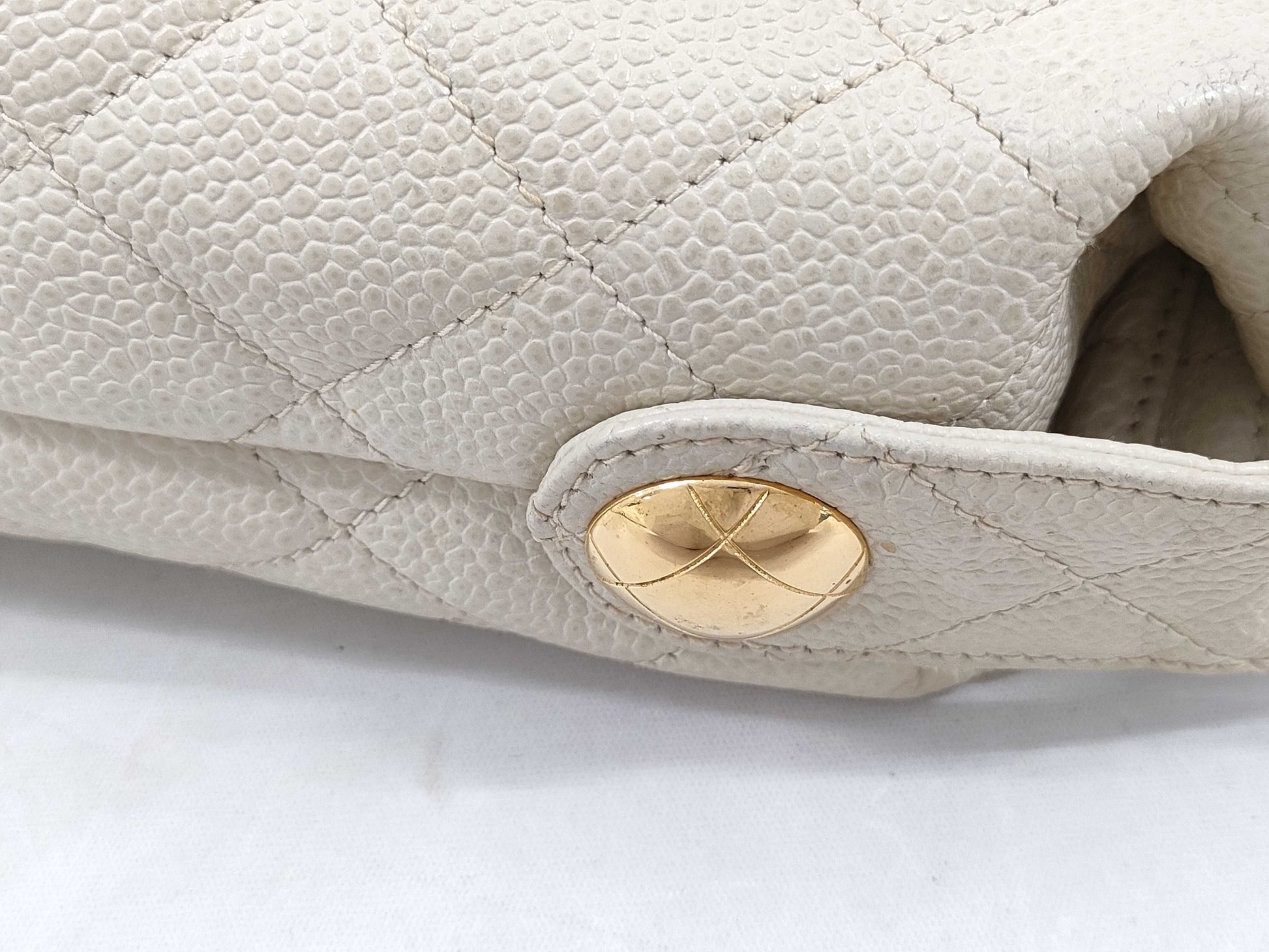 CHANEL Caviar Skin Turnlock Tote with G/Seal Shoulder Bag