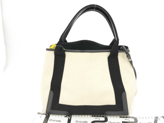 BALENCIAGA canvas and leather tote bag