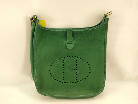 HERMES [Engraved] □A Evelyn I Green Shoulder Bag