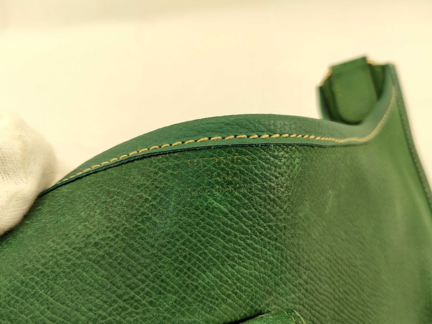 HERMES [Engraved] □A Evelyn I Green Shoulder Bag