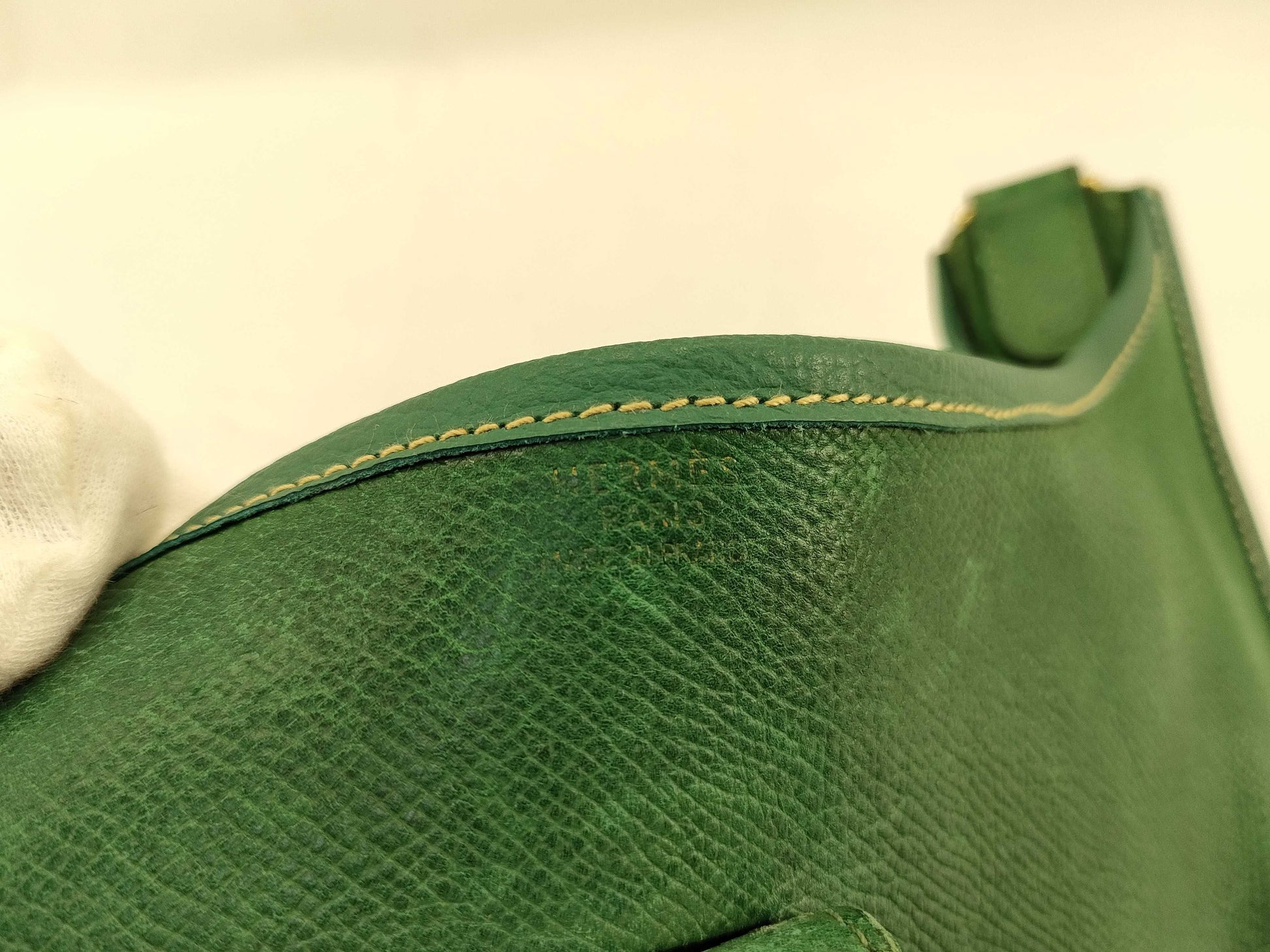 HERMES [Engraved] □A Evelyn I Green Shoulder Bag