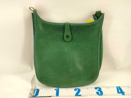 HERMES [Engraved] □A Evelyn I Green Shoulder Bag