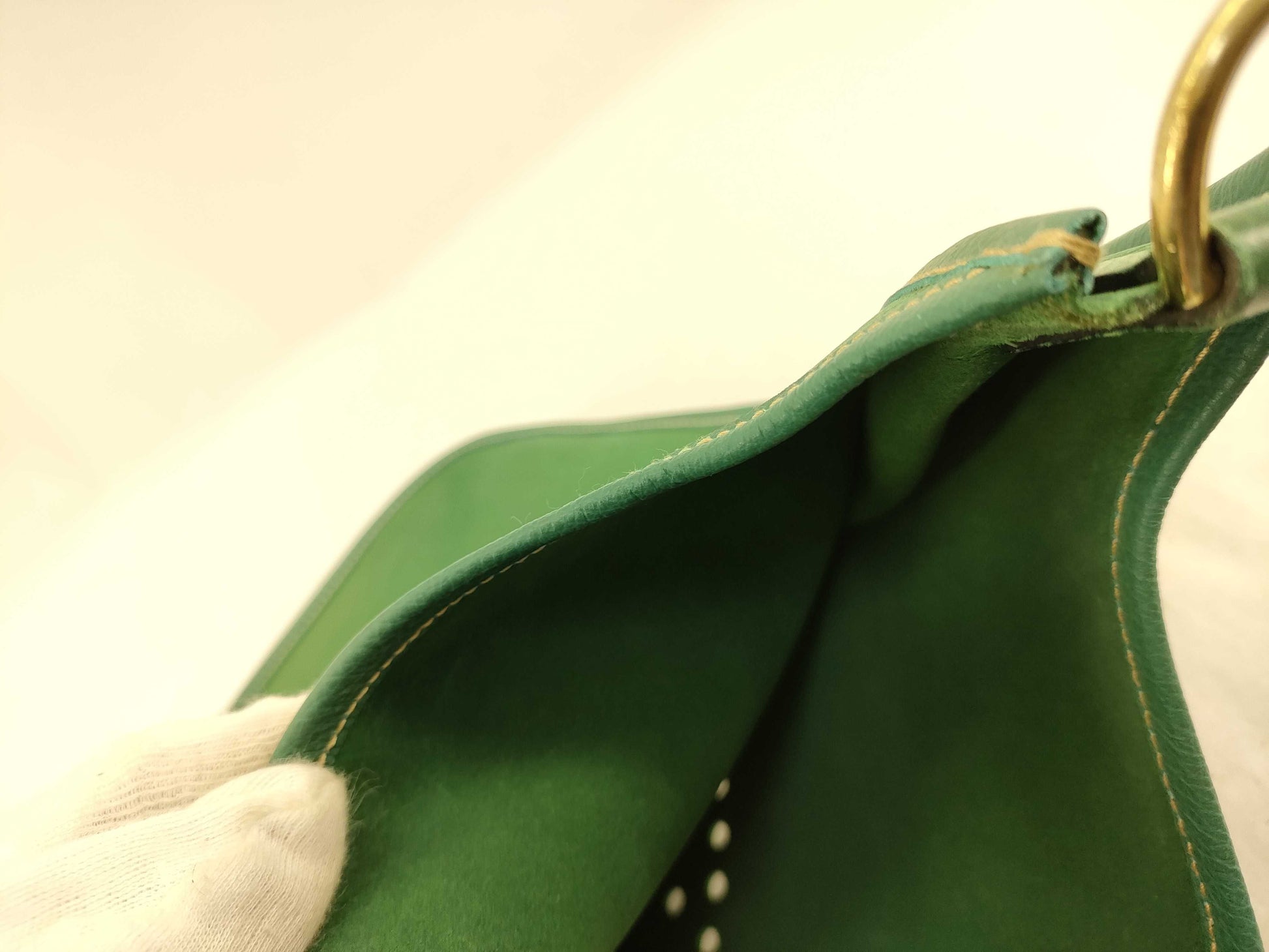 HERMES [Engraved] □A Evelyn I Green Shoulder Bag