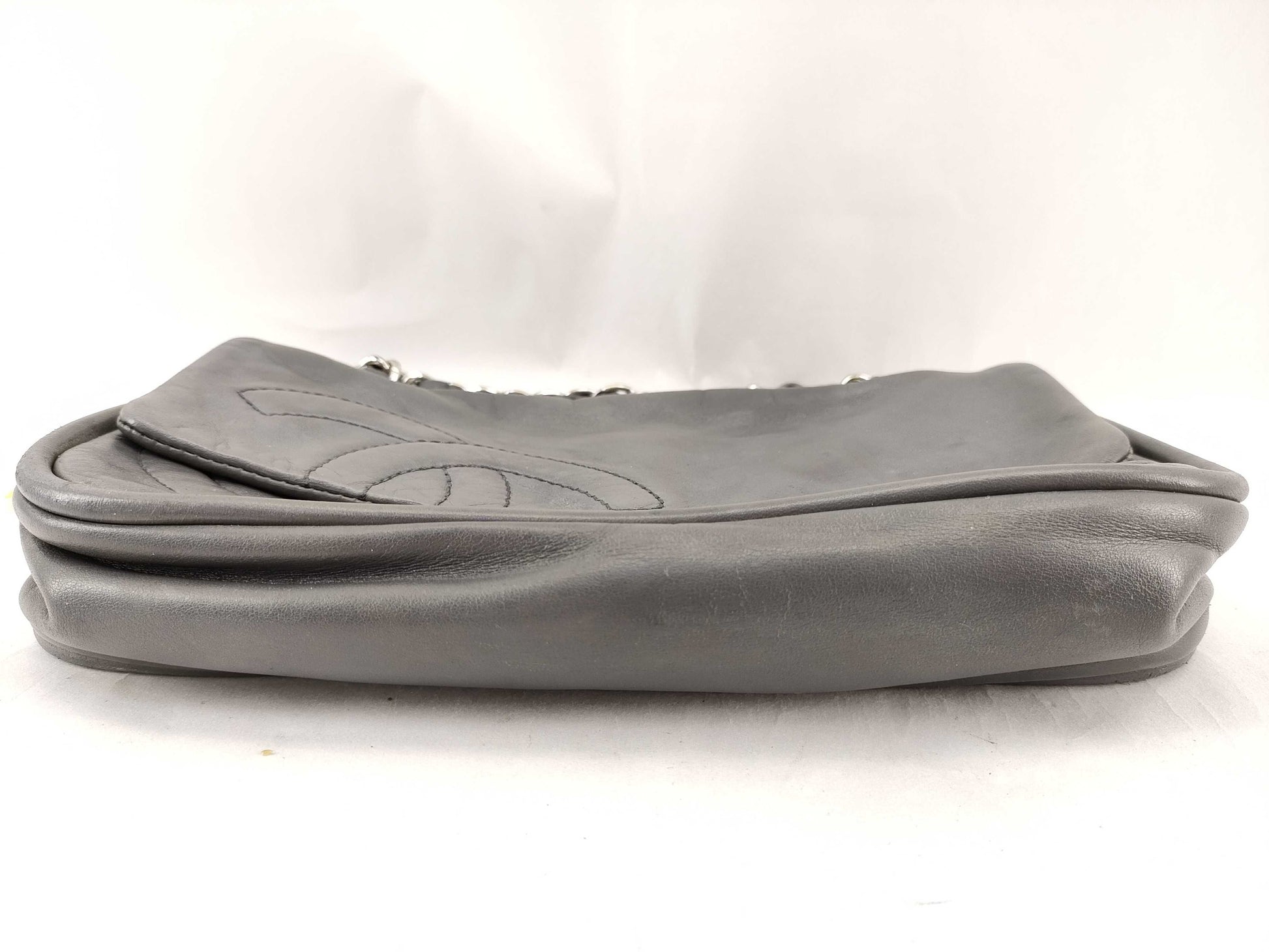 CHANEL [With sticker] No. 11 Calfskin Double Chain Shoulder Bag in Silver Gray