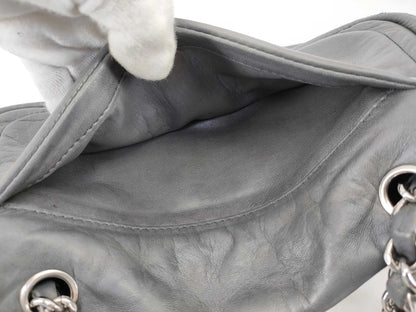 CHANEL [With sticker] No. 11 Calfskin Double Chain Shoulder Bag in Silver Gray