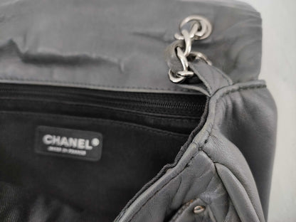 CHANEL [With sticker] No. 11 Calfskin Double Chain Shoulder Bag in Silver Gray
