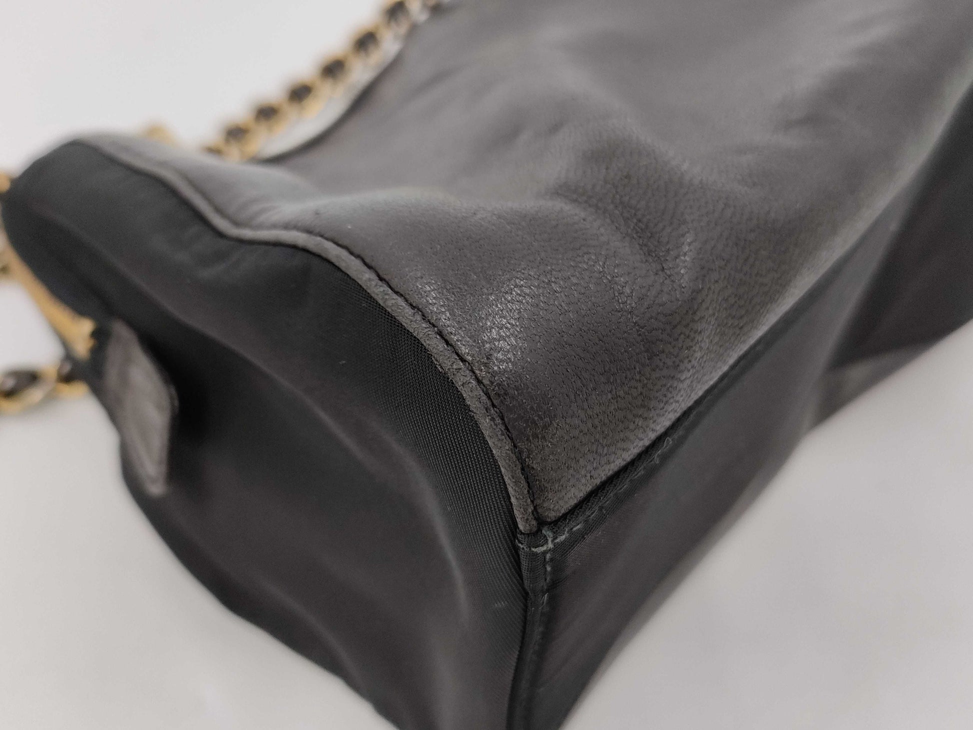 PRADA Chain Shoulder Bag Leather Nylon Shoulder Bag