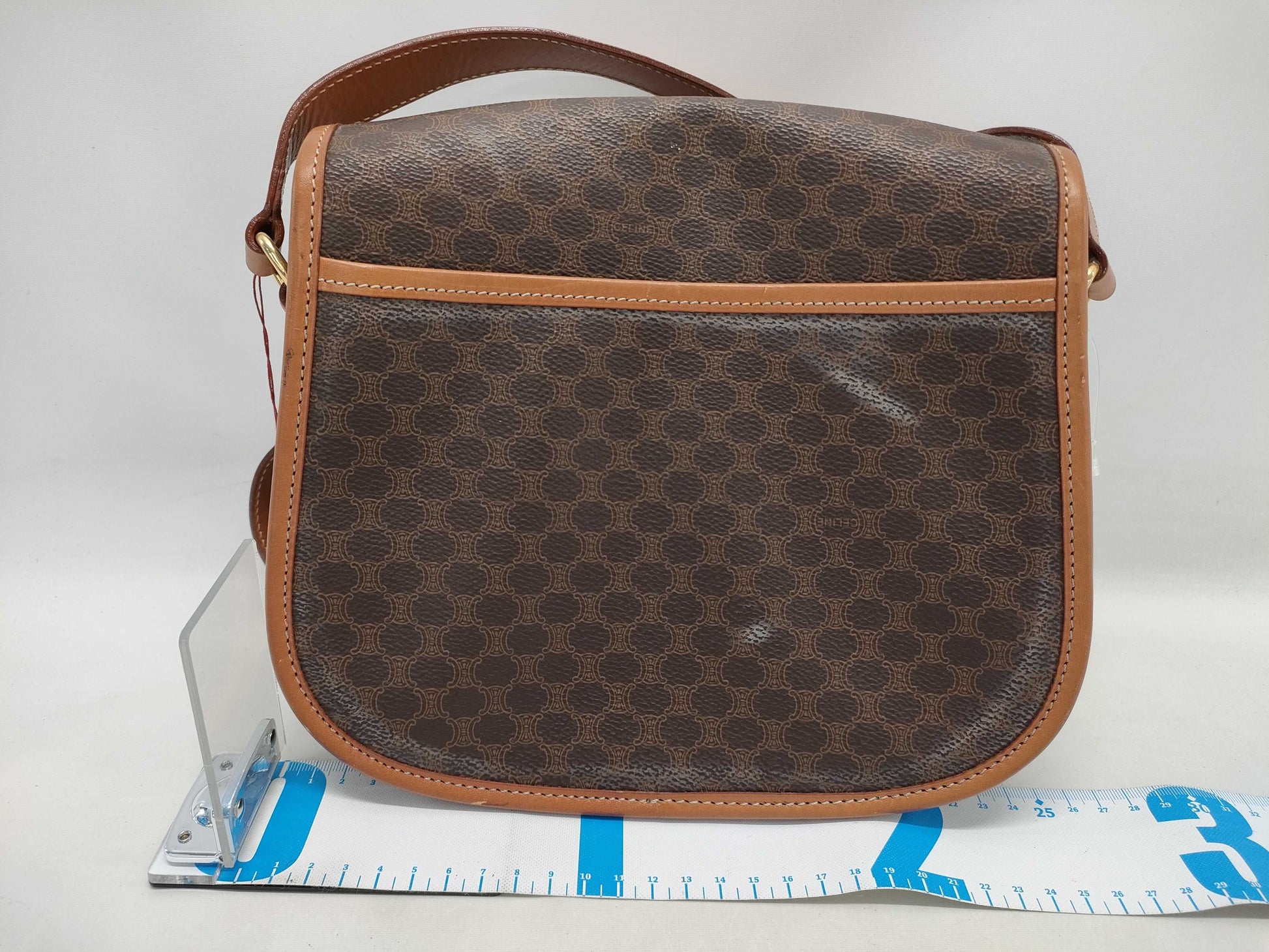 CELINE Macadam Shoulder Bag with Round Metal Fittings