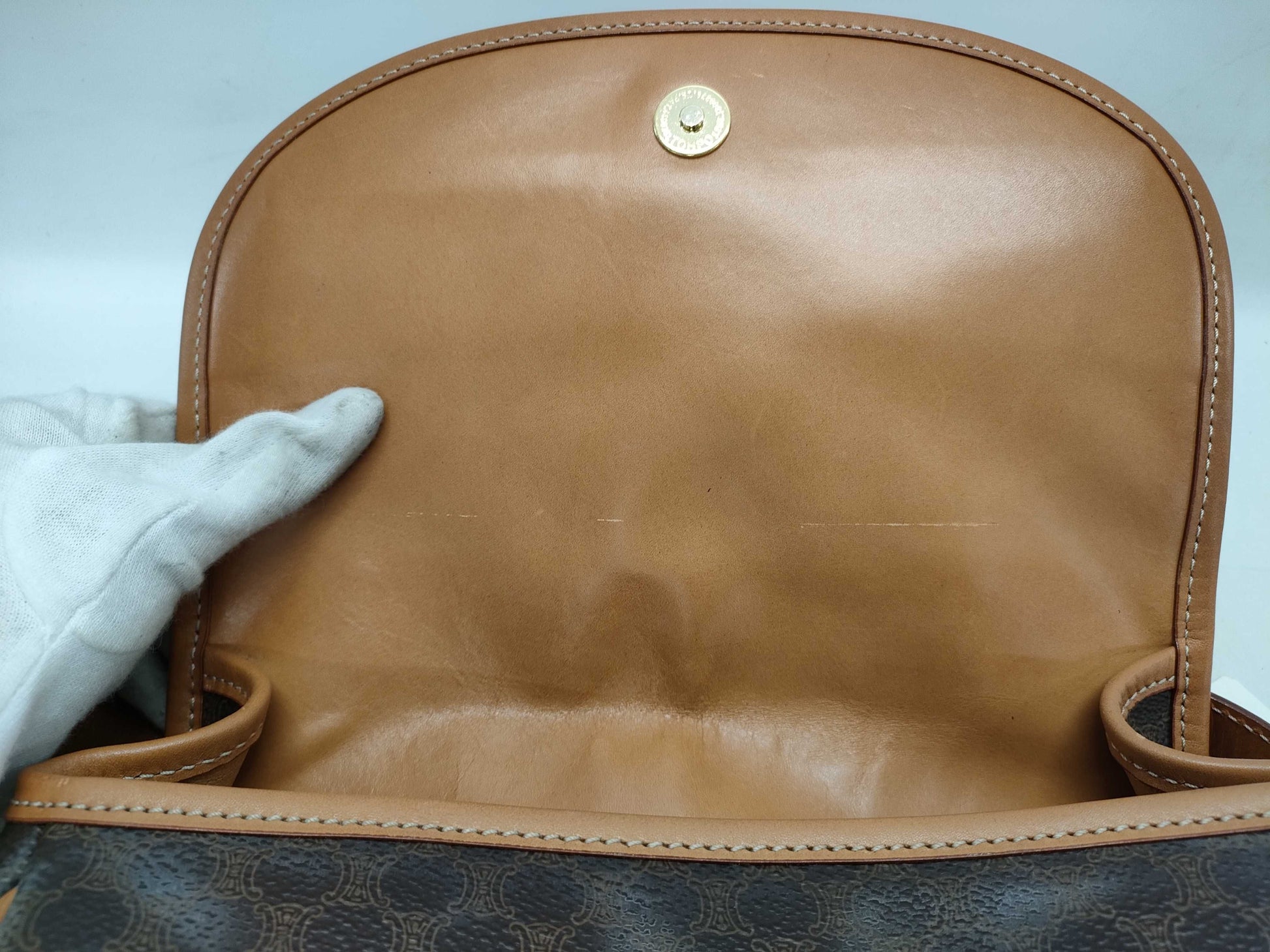 CELINE Macadam Shoulder Bag with Round Metal Fittings
