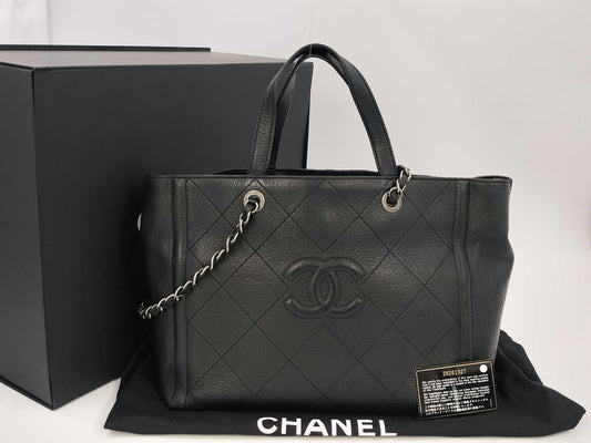 CHANEL 26261327 Calfskin Chain Tote 2-Way Tote Bag, No. 26