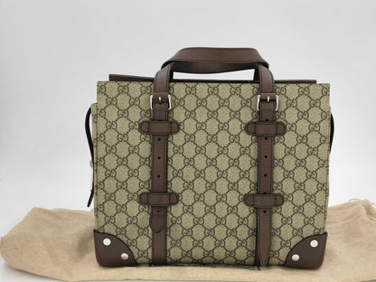 GUCCI GG Supreme GG Tote with Leather Details 643814 Handbag