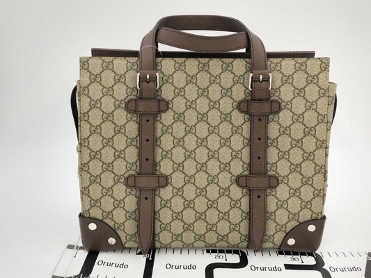 GUCCI GG Supreme GG Tote with Leather Details 643814 Handbag