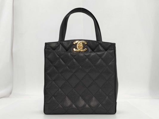 CHANEL Caviar Skin Matelasse Deca Coco Tote Turnlock Handbag