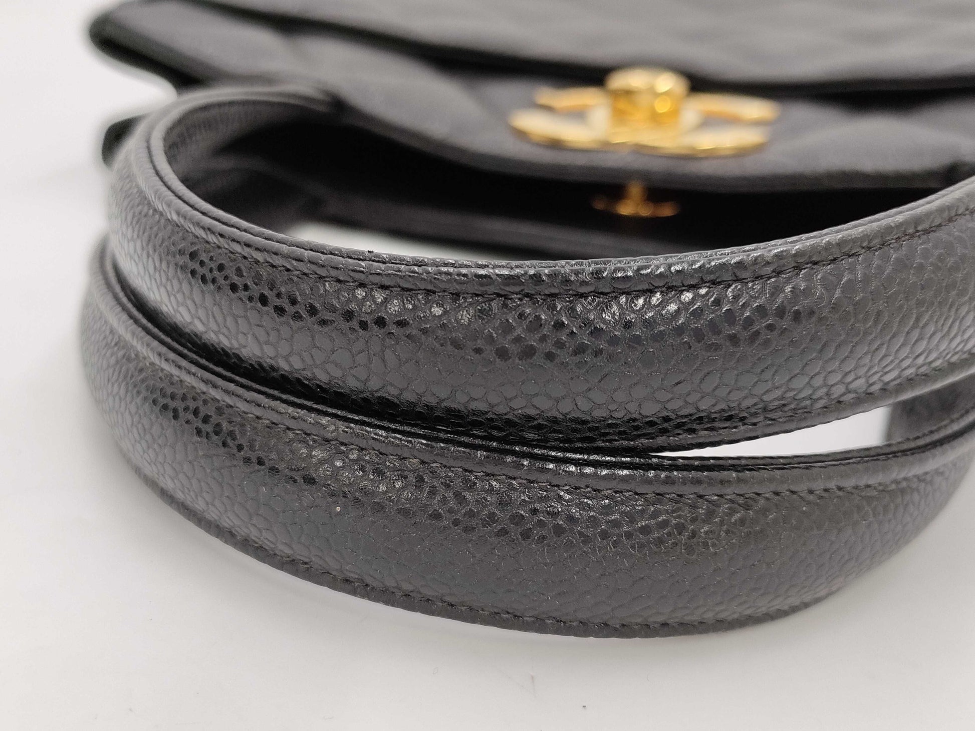 CHANEL Caviar Skin Matelasse Deca Coco Tote Turnlock Handbag