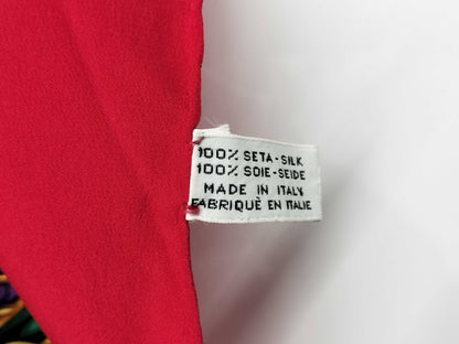 CHANEL floral motif red scarf