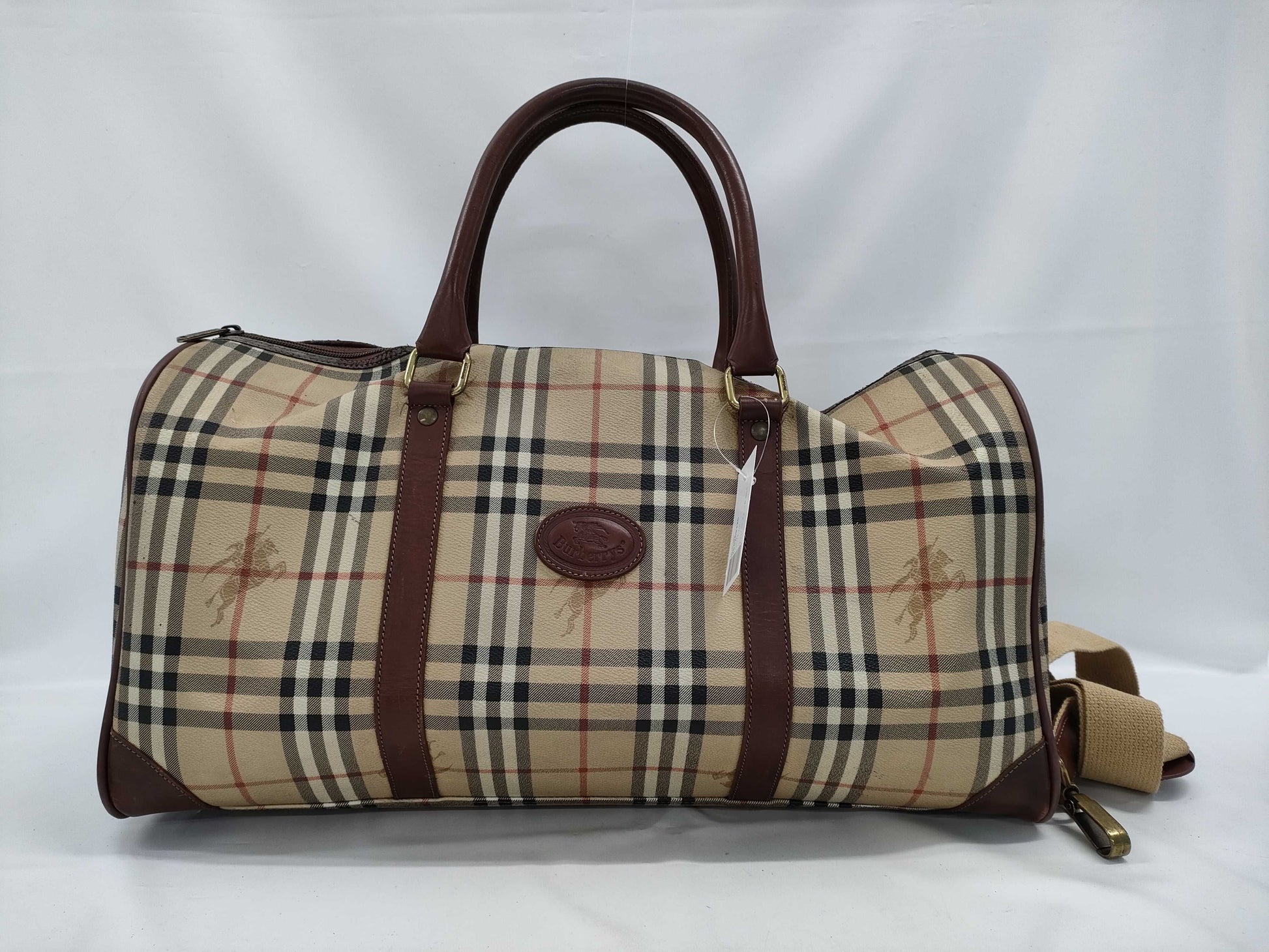 BURBERRY Check Pattern 2-Way Boston Bag