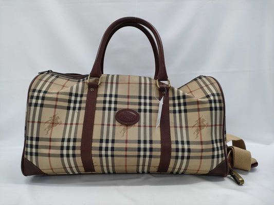 BURBERRY Check Pattern 2-Way Boston Bag