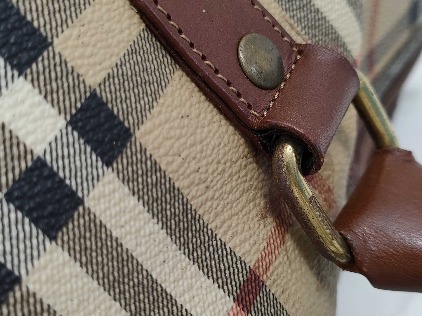 BURBERRY Check Pattern 2-Way Boston Bag
