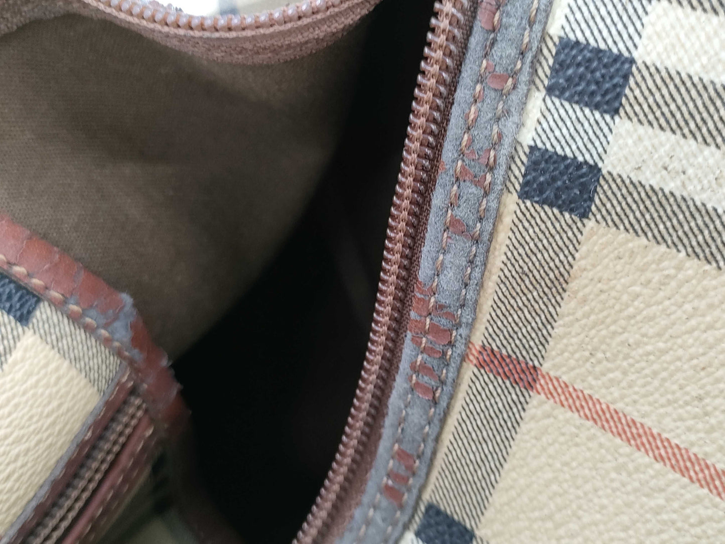 BURBERRY Check Pattern 2-Way Boston Bag