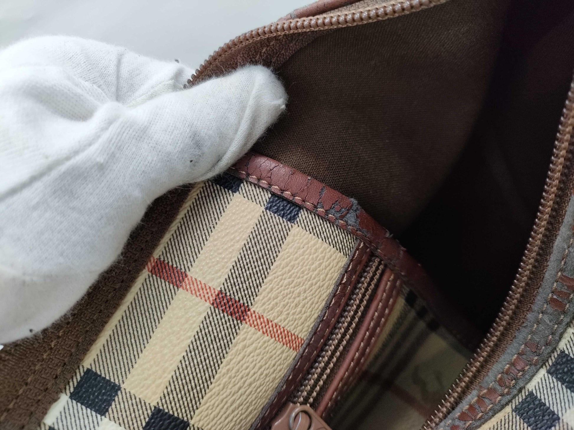 BURBERRY Check Pattern 2-Way Boston Bag
