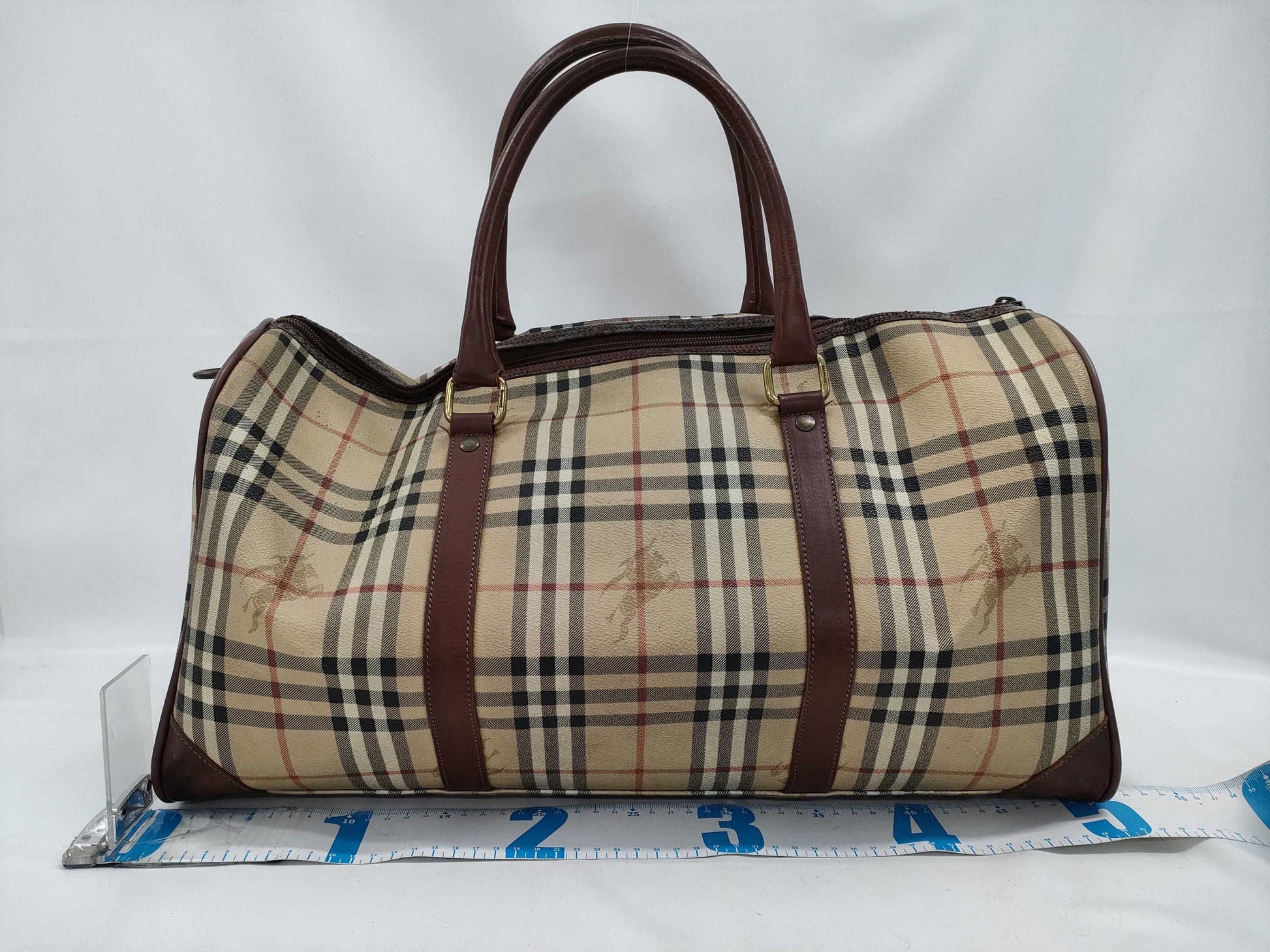 BURBERRY Check Pattern 2-Way Boston Bag