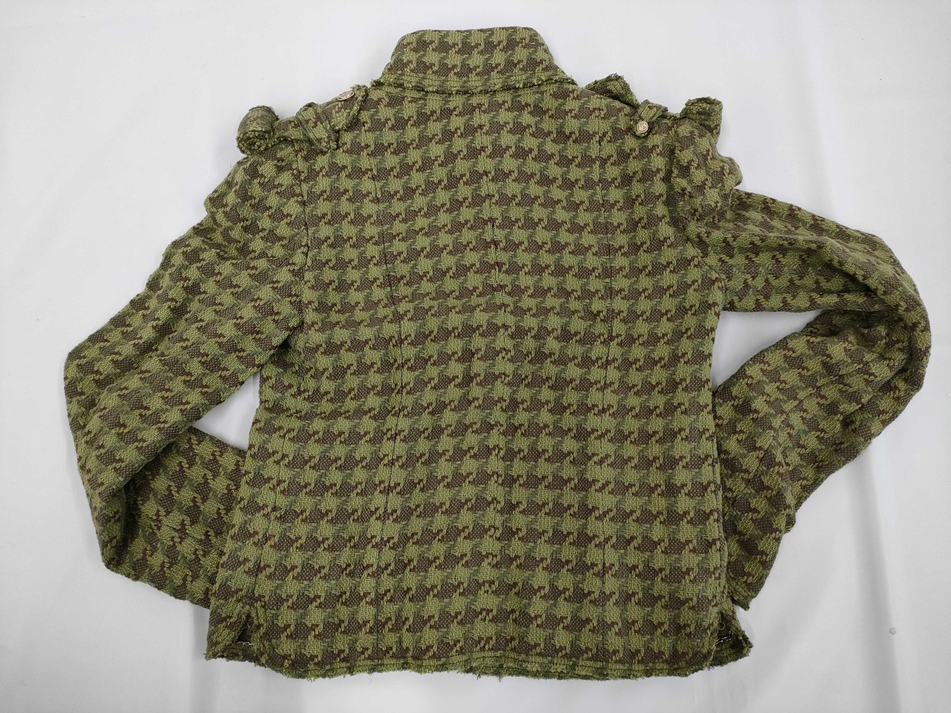 CHANEL Tweed Jacket Khaki with Scissor Motif Buttons